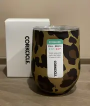 Corkcicle Stemless Insulated Wine / Beverage Tumbler Stainless - Luxe Leopard