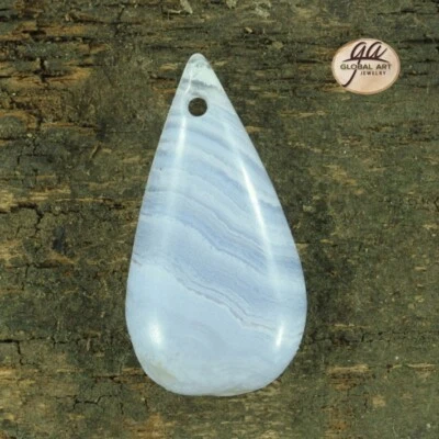 EA06402# Natural Beautiful Blue Lace Agate Pendant Bead Gemstone 1 Pcs