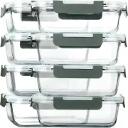 M MCIRCO [8-Pack,29 oz] Glass Meal Prep Containers,Glass Food 8 Pcs, Gray