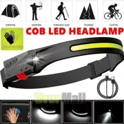 COB LED Motion Sensor Headlamp USB Rechargeable Band Headlight Torch Flashlight