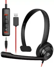 HW02 USB Headset with Microphone Noise Cancelling &in-line Control Ultra Comf...