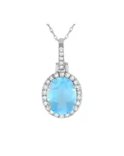 14K 0.13 ct. tw. Diamond & Topaz Pendant Necklace