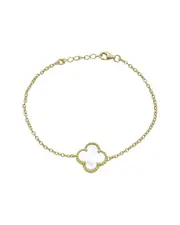 Belpearl Silver Pearl Clover Bracelet