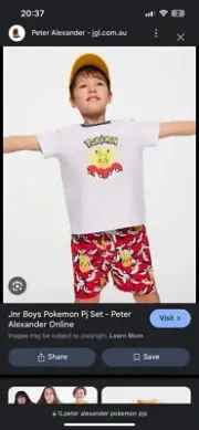 Pokémon x Peter Alexander Boys Pyjama PJ set size 5