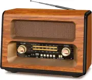 J-199 Large Vintage Radio Bluetooth, AM FM Radio Shortwave, 15W Crystal Speak...