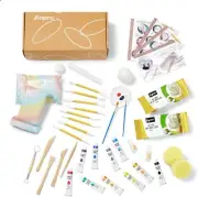 Pottery Kit,Air-Dry Clay Starter Kit for Beginners Clay Kit, Home Made Potter