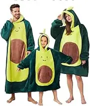 Oversized Wearable Blanket Hoodie, Long Sherpa Fleece Hooded Blanket for Adult Women Men and Children (Avocado, Adult)