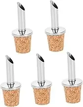 Generic 5pcs Stainless Steel Oil Bottle Stopper Olive Oil Corks Oil Topper Pourer Oil Spouts Stainless Steel Oil Pourers Stainless Steel Oil Stopper Pourer Soda Bottle Stopper Wood