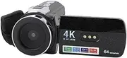 4K Digital Video Camera, 64MP Vlogging Camera Camcorder with LED Fill Light, 3 Inch Flip Screen Video Recorder Compact Travel Camera for Photography, Teens, Multiple Modes