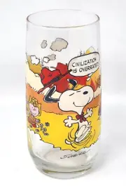 McDonald's Charlie Brown Camp Snoopy Peanuts Civilization Glass Cup Vintage 1971