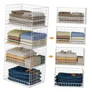 4-Tier Stackable Closet Organizers and Storage Basket, Foldable Closet Shelf