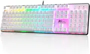 RK ROYAL KLUDGE RK920 104 Keys Wired Full Size Mechanical Rainbow Backlit Gaming Keyboard, Quite Red Switch