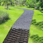 Garden Retaining Wall Grid Stabilizer Gravel Grid, Walkway/Driveway Ground Grid for Patios Sheds Slopes Pathways Parking，2 Inch High,Black(2x6m/6.5x19.7ft)