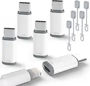 5 Pack USB C to Lightning Charge Adapter for iPhone 16 15, Lightning to USB C Adapter with Fast Charge Data Transfer for iPhone 16 15 Plus Pro Max, Galaxy S24 S23, Pixel 8 7 6, iPad Pro, MacBook Pro