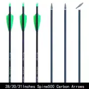 28/30/31 Inch Spine 500 Carbon Arrows with Green and Black Color for Recurve Bow