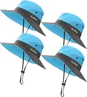[KIRAAT] 4 Pack Womens Ponytail Summer Sun Hat UV Protection Foldable Mesh Wide Brim Beach Fishing Cap