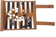 Genuine Leather Roll-Up Travel Backgammon Games, Foldable Chess Board Games, Portable Lightweight Travel Backgammon Game Set