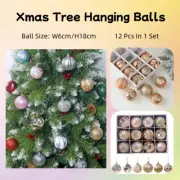 12 Pcs Gold Christmas Tree Baubles Ball Xmas Tree Hanging Balls Party Decoration