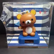Solar Powered Dancing Bobble Head Toy - Rilakkuma Brown Bear Sailor With Flag