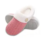 Catzon Womens House Slippers Comfy Memory Foam Insole with Fluffy Plush Lined-WatermelonRed
