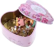 ORFOFE 10pcs Set Cartoon Crown Rings Set Dress Up Jewelry for Heart Shaped Display Box for Parties and Birthdays Unique DIY Pretend Play Accessories