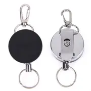 Security ID Card Holder Lanyard Pass Retractable Key Tag - 2 Recoil Key