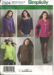 SIMPLICITY 2504 MISSES' 8-16 JACKETS W/FRONT & COLLAR VARIATIONS SEWING PATTERN