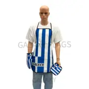 Greece Flag Kitchen & BBQ 3pc Set w/Apron Oven Mitt Potholder Greece Flag