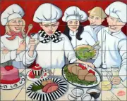 Chef Tile Backsplash Ceramic Mural Harrison Food Kitchen Art JHA016