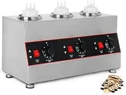 Electric Sauce Warmer, Stainless Steel Food Sauce Dispenser, Temperature Range 30-85℃, with Squeeze Bottle, Suitable for Restaurants, Parties(3 Bottles)