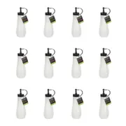 12PK Topchef Squeezable Plastic Sauce Bottle 360ml Condiment Dispenser White