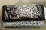 BRAHMIN G44119440000423 PUMICE LOUKKOS CROC/PYTHON SOFT CHECKBOOK WALLET NWT
