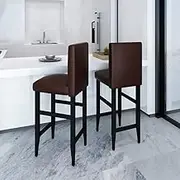 Bar Stools 2 pcs Dark Brown Faux Leather,Table & Bar Stools 16.2KG-240072