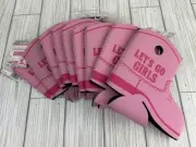 Bachelorette Koozie Set of 9 "Lets Go Girls" Cowboy Boots Can Cooler Pink Pony