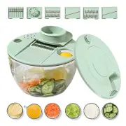 Multi-Use Large Salad Spinner,Mandoline Vegetable Fruits Wash Bowl with 5 Bla...