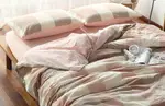 日式水洗棉系列~MUJI無印良品風 純棉簡約大格紋單人床包被套3件組(3.5尺)~PICHOME 挑 家居