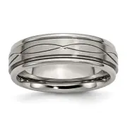 Chisel Titanium Brushed Center 7mm Criss-cross Design Ridged Edge Band S:9