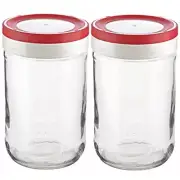 TWO 22oz Mason Jar Wide Mouth Glass Meal Prep Instant Ramen Noodle Soup Jars