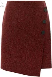 Monsoon Bertie Tweed Skirt Mini Short Uk 20 Red Black Bnwt