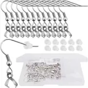 50Pcs Stainless Steel Earring Hooks Pendant Clasp Ear Wire Buckle Fish Hook Earr