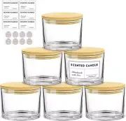 16Oz Candle Jars 6 Pack - 3 Wick Large Empty Clear Glass Candle Making Jars with