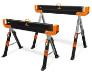 WEN WA1302 1300-Pound Capacity Height Adjustable Folding Steel Saw Horse with 2x
