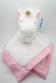 Carter Baby Security Blanket White and Pink Unicorn Cuddle Plush