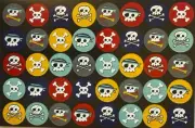 SKULL & CROSS-BONE CIRCLES Stickers(40pc)Treasure•Jolly Roger•Pirate•Card Making