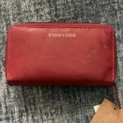 Union Code RFID Protected Genuine Leather Women's Wallet, Red
