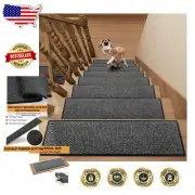 7 Pcs Dark Gray Carpet Runner Treads – Stain Resistant, Indoor Safety Mats
