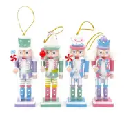 Candy Themed Nutcracker Hanging Ornament Set Wooden Nutcracker Puppet Soldier