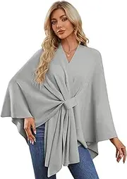 [PULI] Women's Elegant Shawl Wraps Soft Open Front Poncho Sweater for Spring Fall Winter