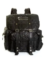 Balmain Men's Black Diamond-Quilted Leather Backpack