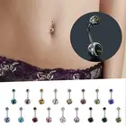 Belly Button Rings Dangle Crystal Rhinestone Navel Bar Barbell Body Piercing